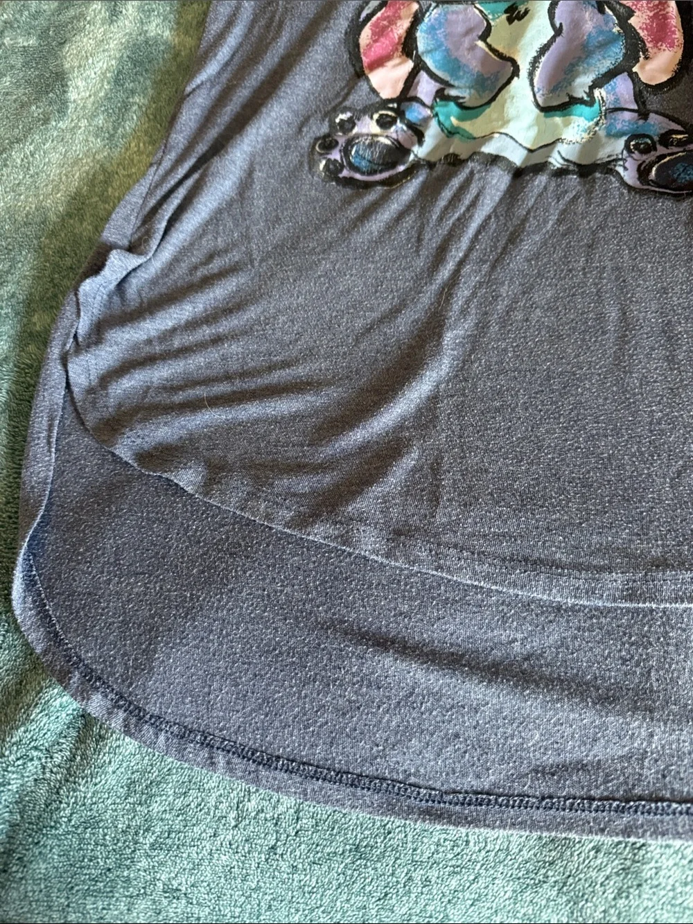 Disney Navy Short Sleeve  nightgown or sleep shirt with Colorful Stitch Graphic - Picture 2 of 4